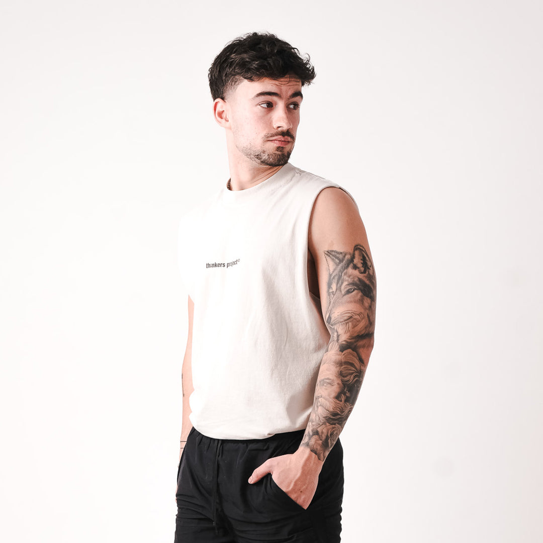 logo tank top faded bone