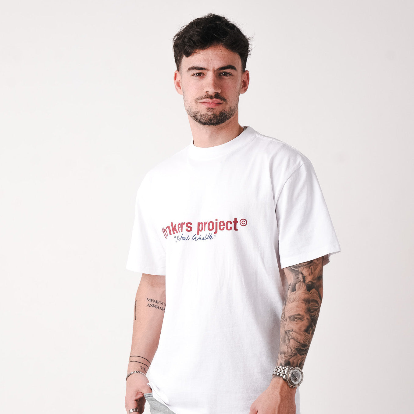 logo t-shirt faded white