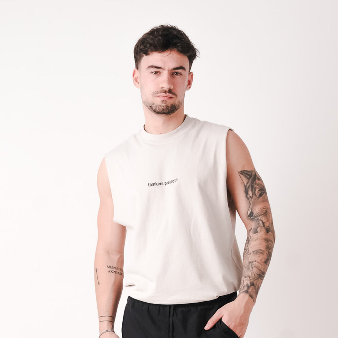 logo tank top faded bone