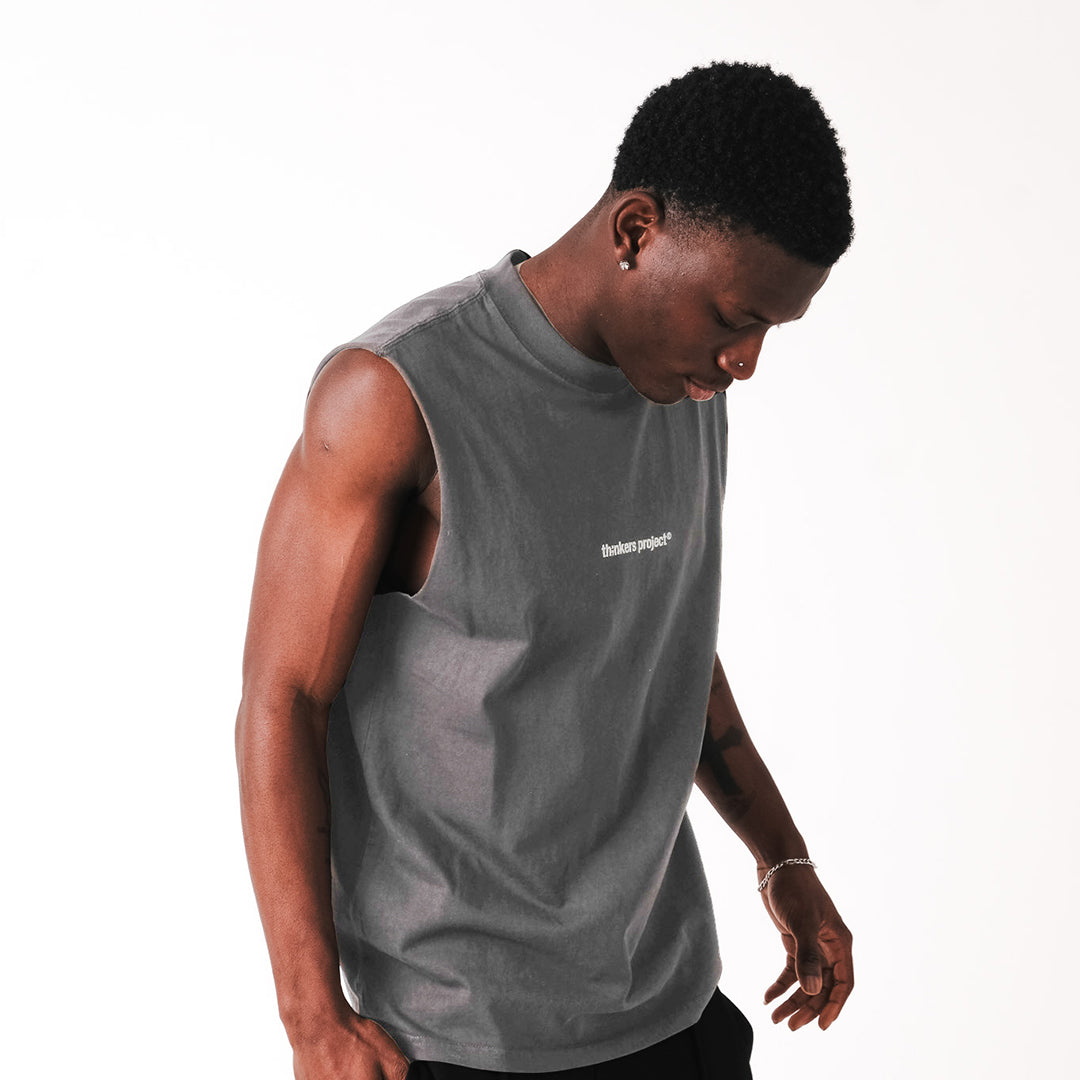 logo tank top faded grey